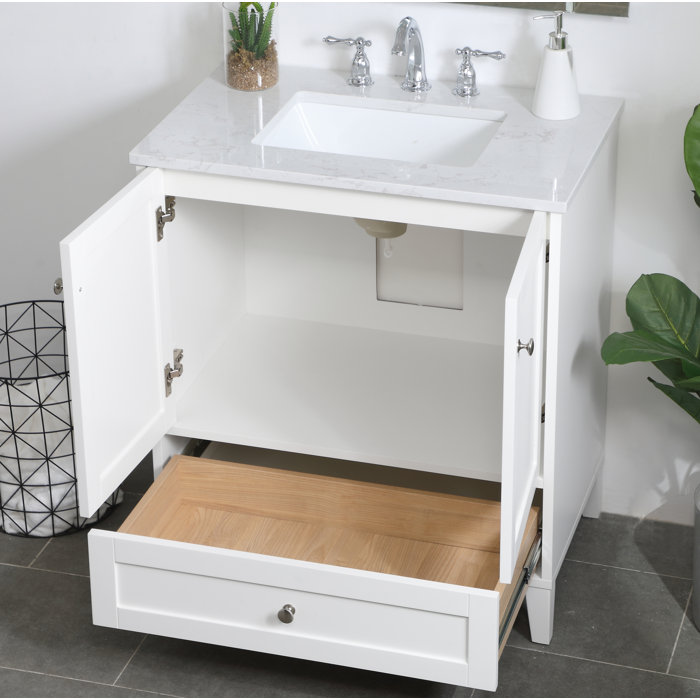 Mercury Row® Aleta 30'' Single Bathroom Vanity with Engineered Marble